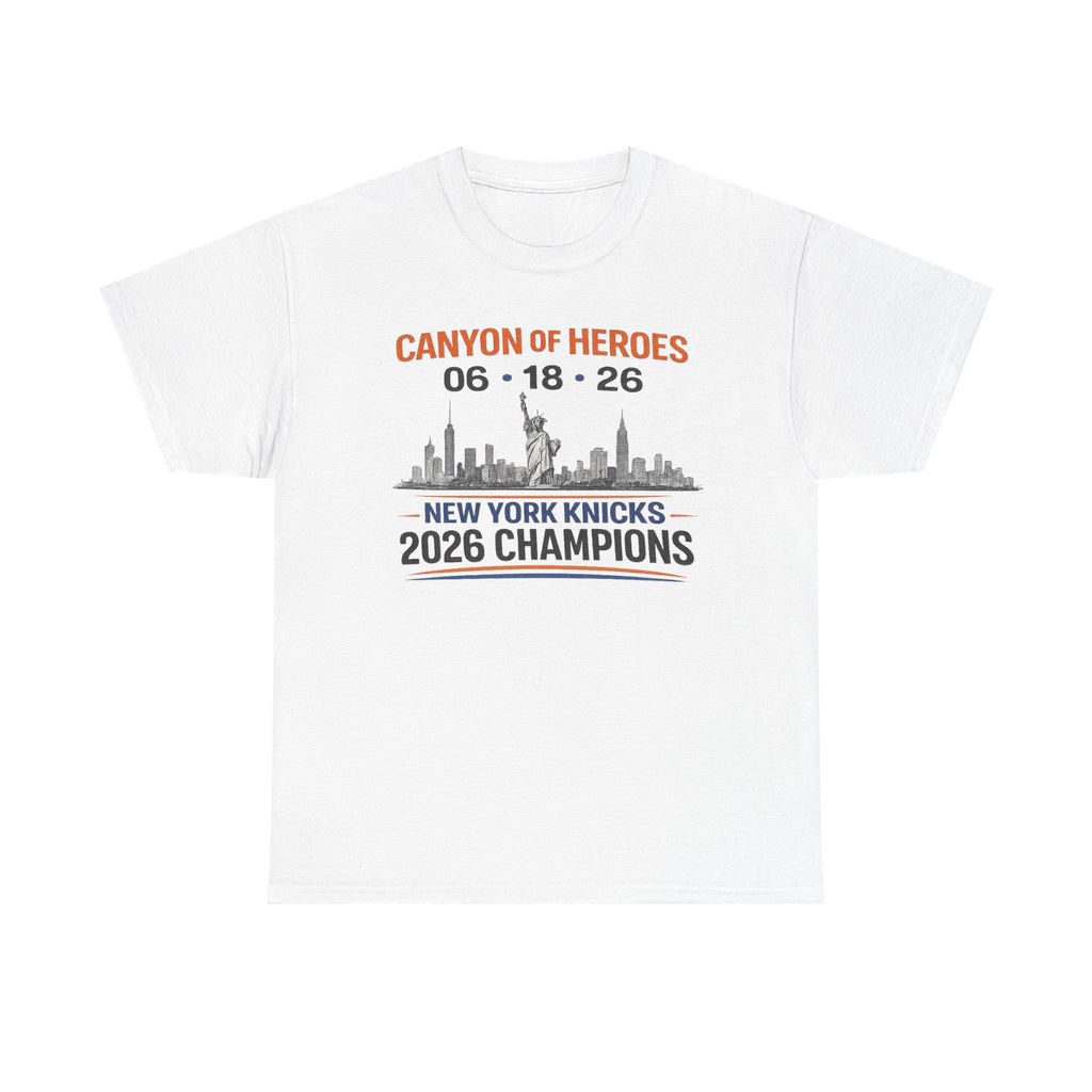 Canyon of Heroes NYC Skyline Tee — "New York Knicks 2026 Champions" Commemorative Shirt
