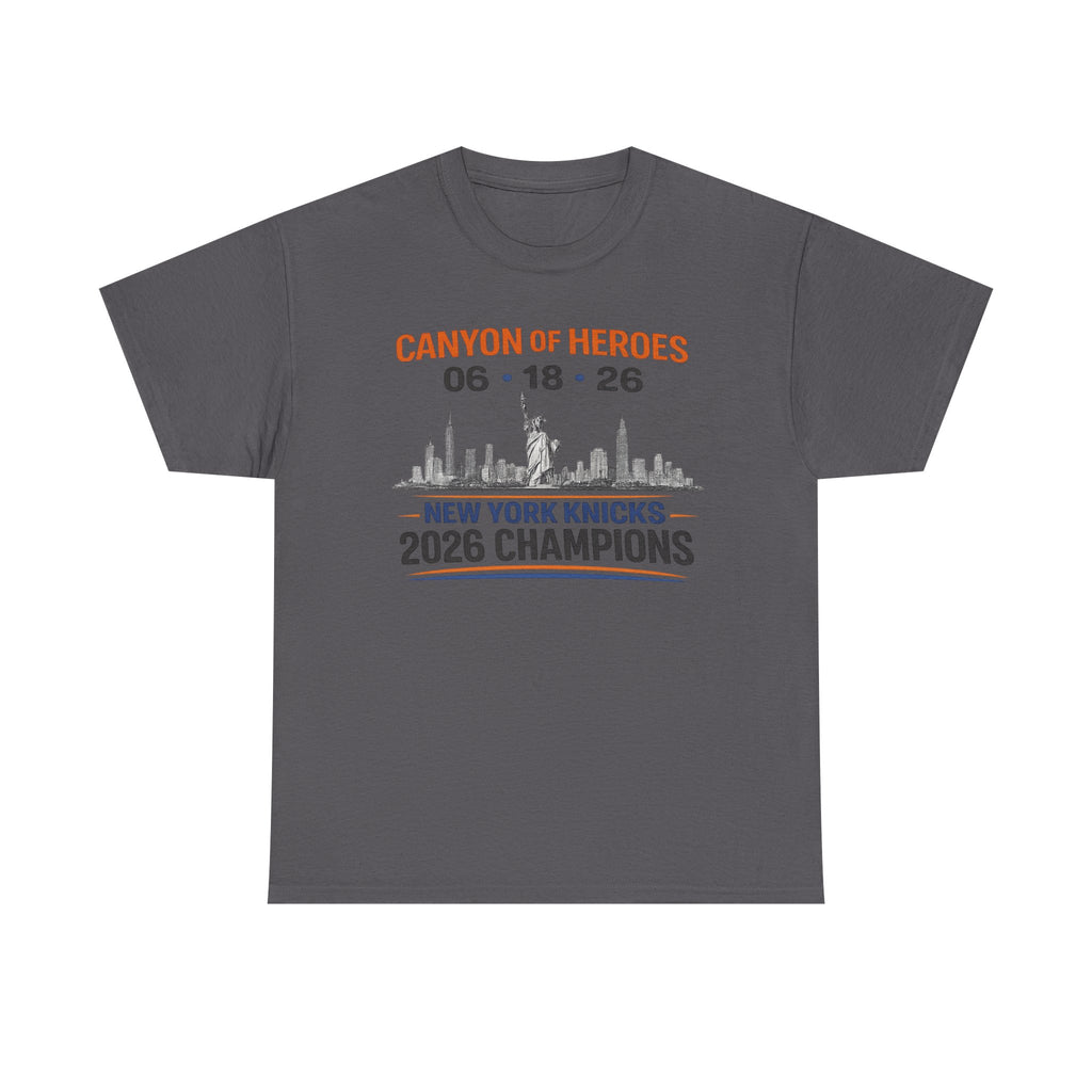 Canyon of Heroes NYC Skyline Tee — "New York Knicks 2026 Champions" Commemorative Shirt