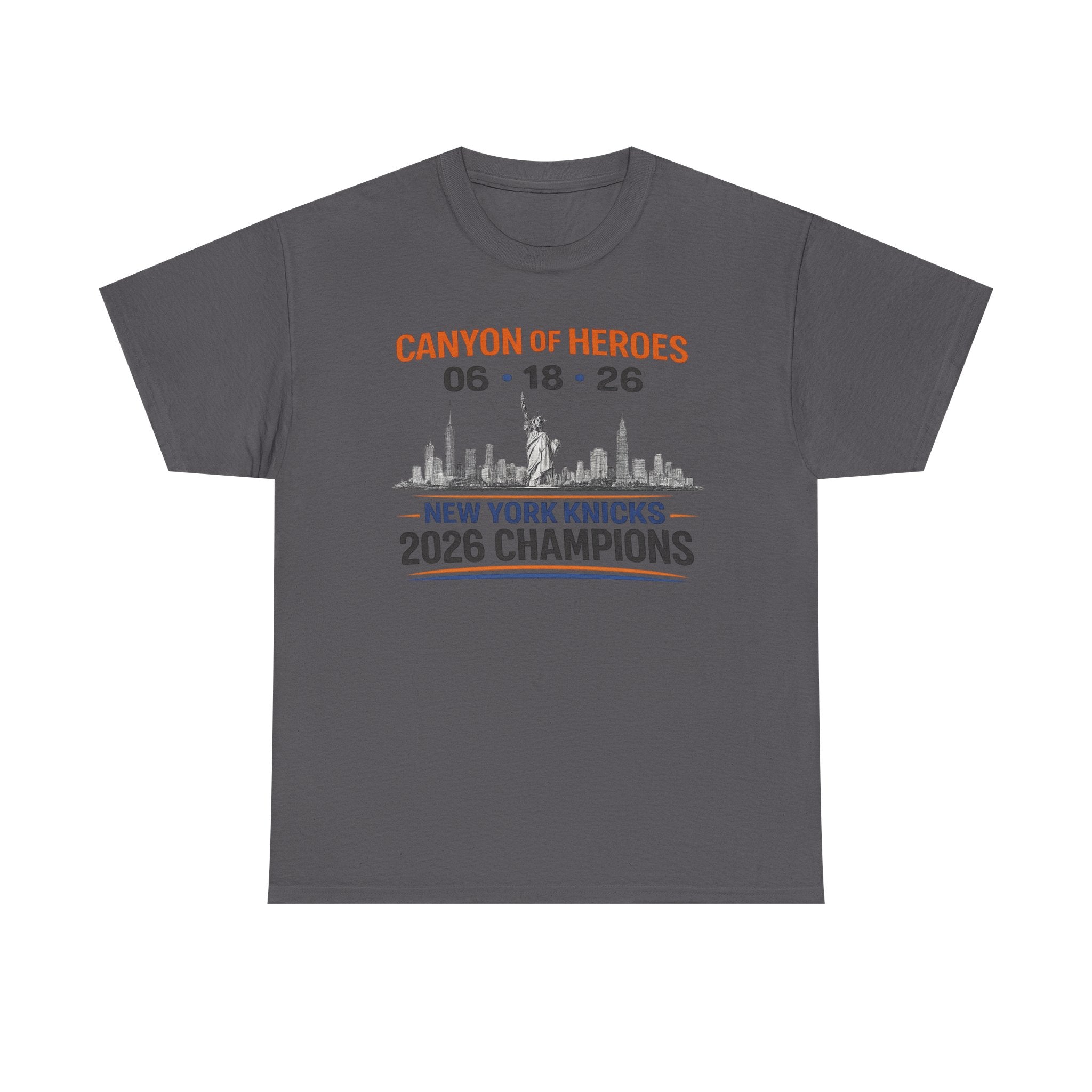 Canyon of Heroes NYC Skyline Tee — "New York Knicks 2026 Champions" Commemorative Shirt