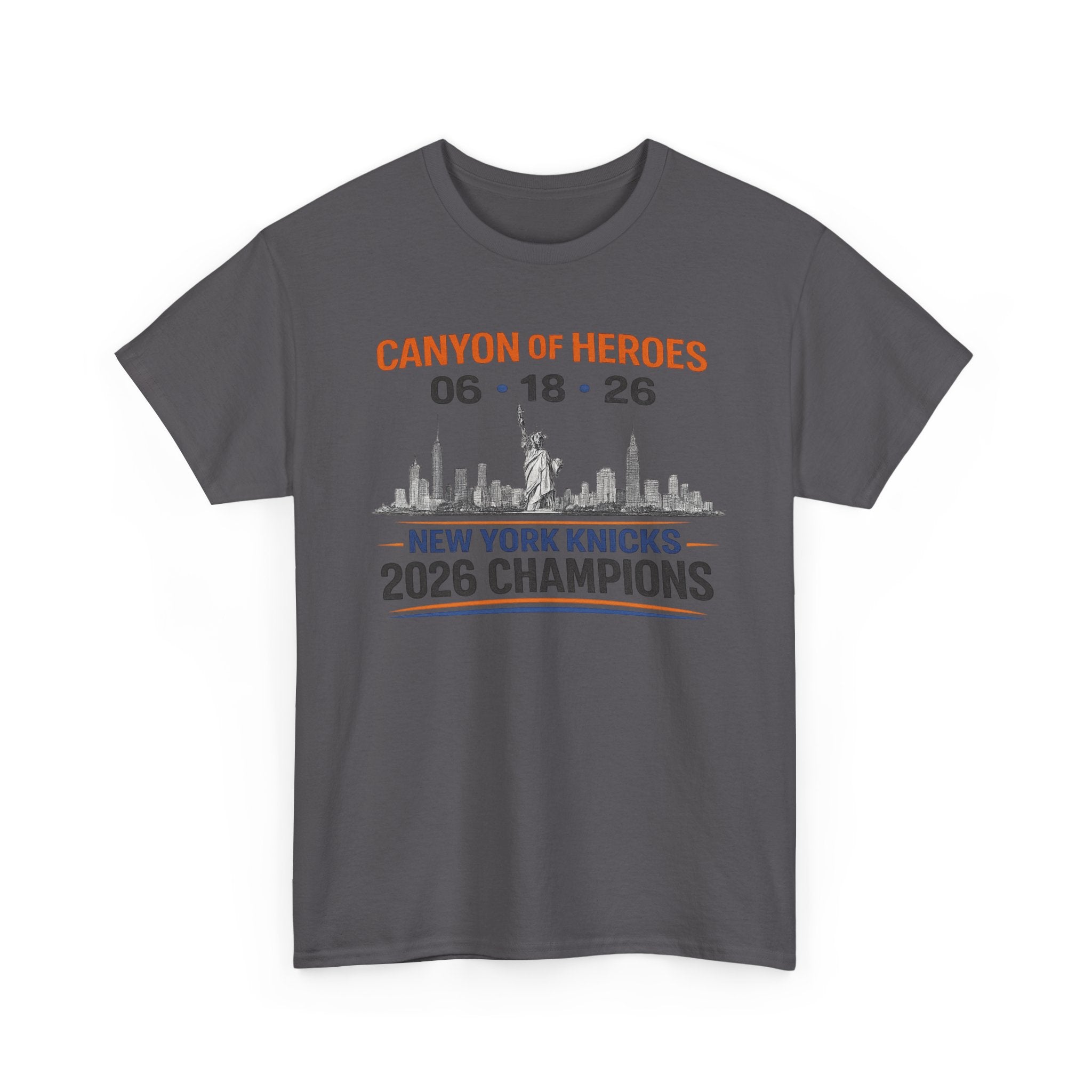 Canyon of Heroes NYC Skyline Tee — "New York Knicks 2026 Champions" Commemorative Shirt